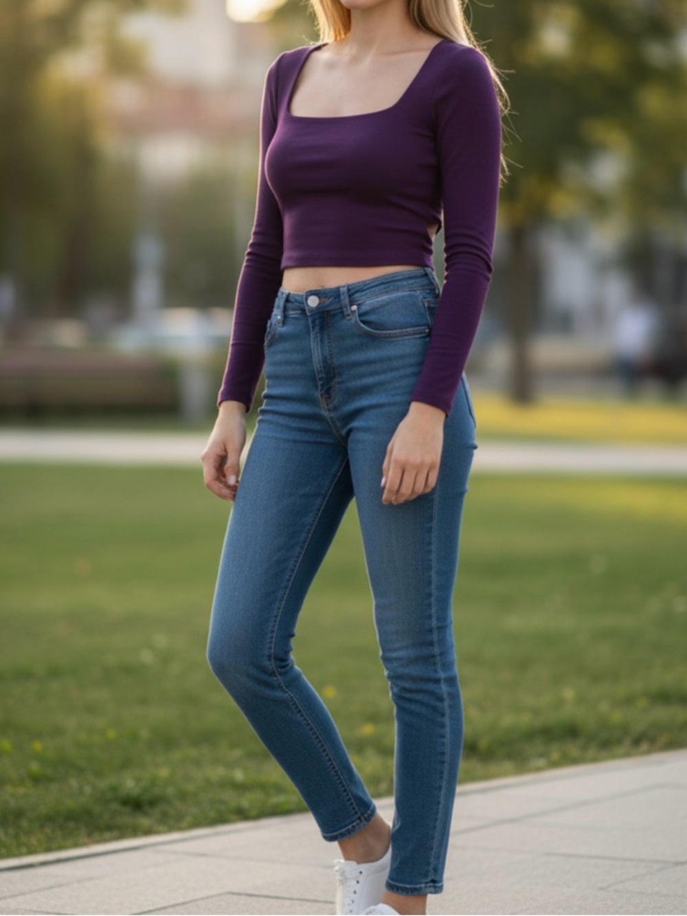 ZARA Purple Long Sleeve Women's Crop Top